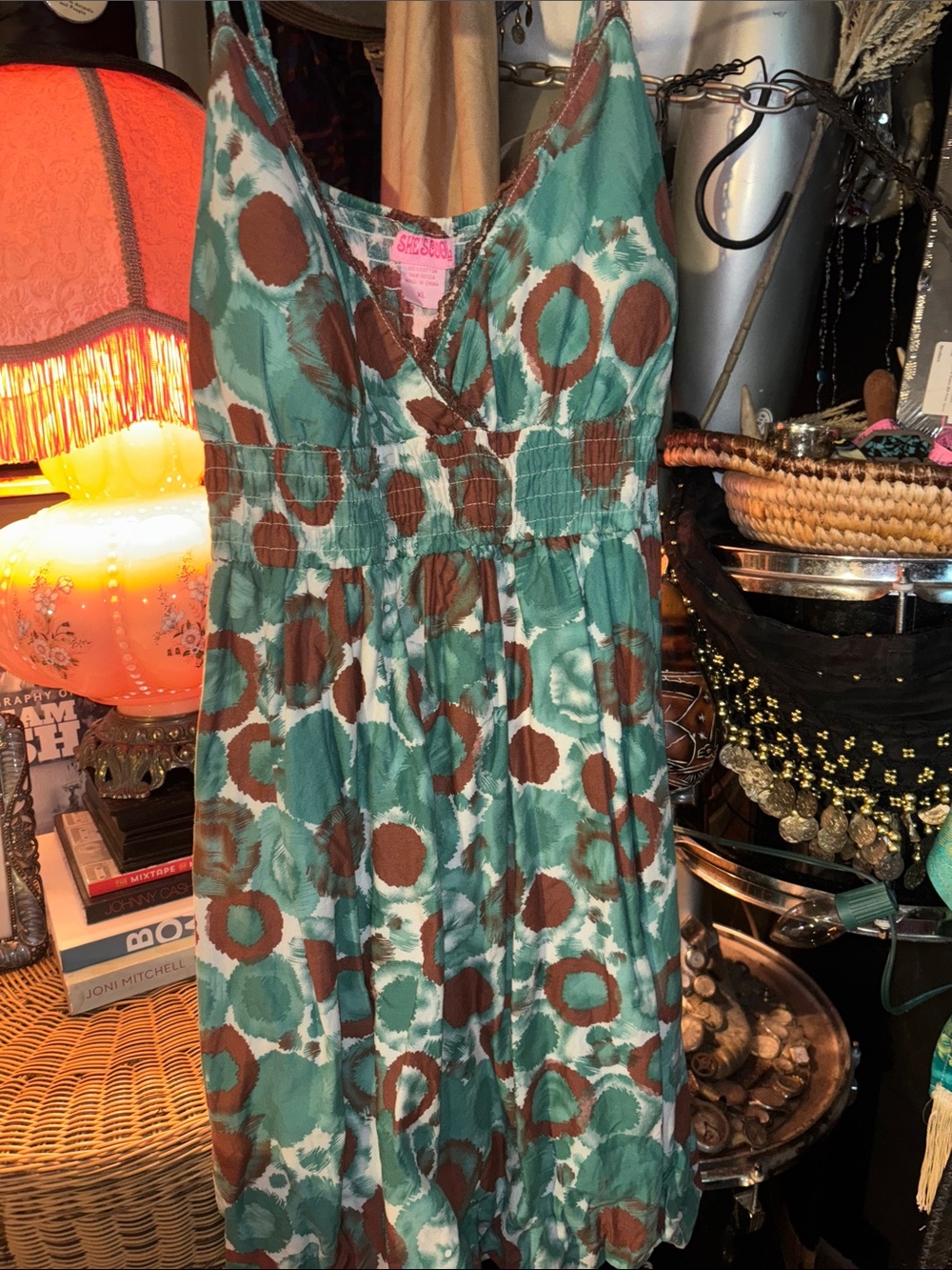 Women’s Teal and Brown Print Sundress